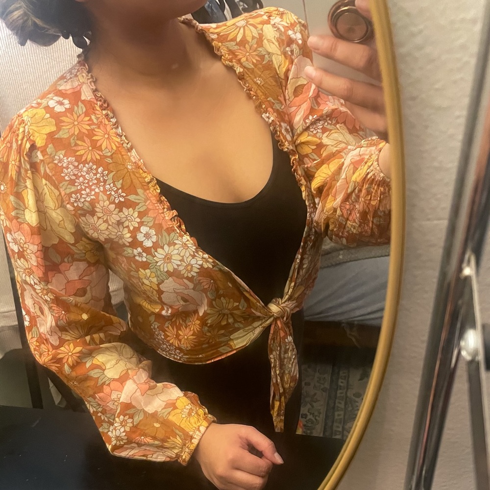 Billabong Floral Print Tie Front Blouse